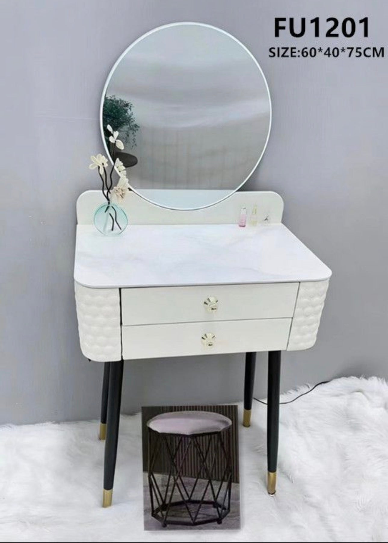 MFurn Compact Dressing Table LED Mirror-Various Colours