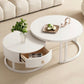 MFURN White Coffee Tables, Nesting Coffee Tables Set of 2, Nest of Table with Storage Drawer, Modern Centre Table with Rock Slab and Metal Frame Legs for Living Room, Office, Apartment