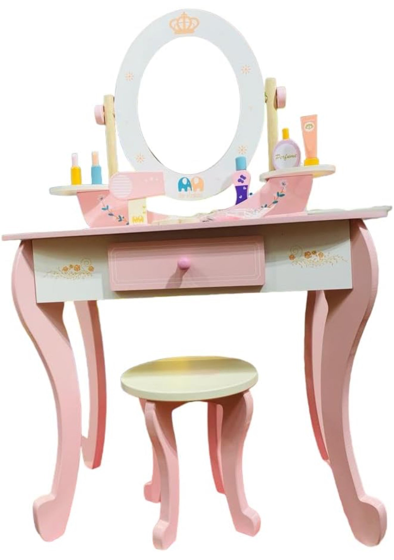 Generic
Toddler Fantasy Vanity Beauty Dresser Table Play Set with Chair, Fashion & Makeup Accessories for Kid and Pretend Play, Toy,Wooden Dressing Table And Stools, Dresser Table,3,4,5 Age Kids (PINK)