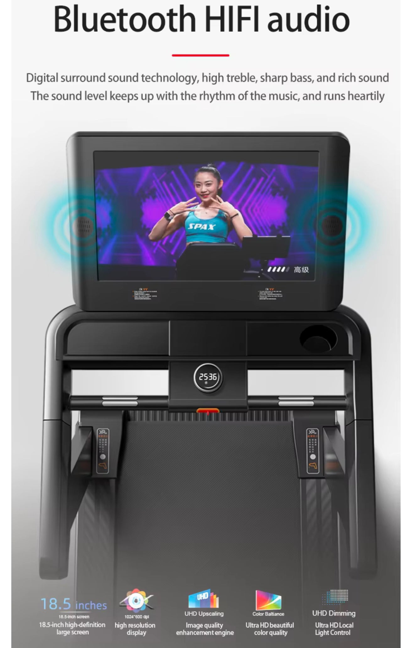 Pro-Sportz MX Commercial Treadmill 21.5” HD Touch Screen, Bluetooth, AC Motor, RF-Pro Suspension & Auto Incline For Premium Fitness