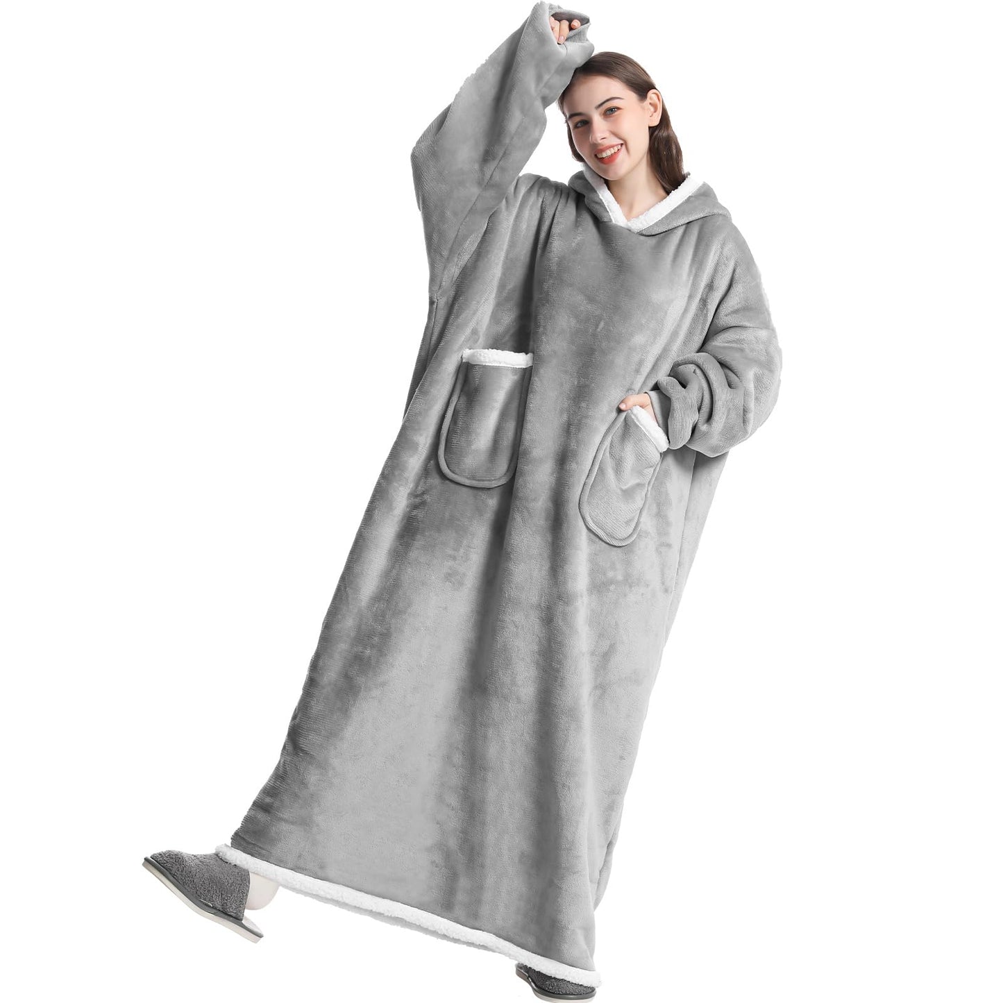 Oversized Hoodie Blanket, Sherpa & Fleece Wearable Blanket Hoodies for Women Men-Various Colours