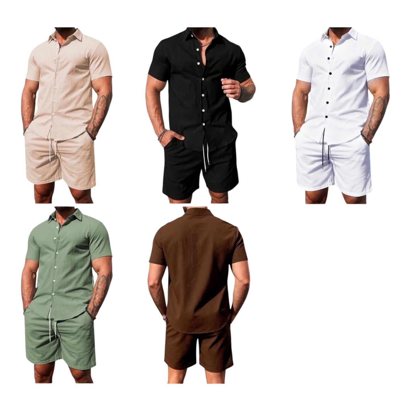 Men’s Summer 2pc Shirt/Shorts -Various Colours