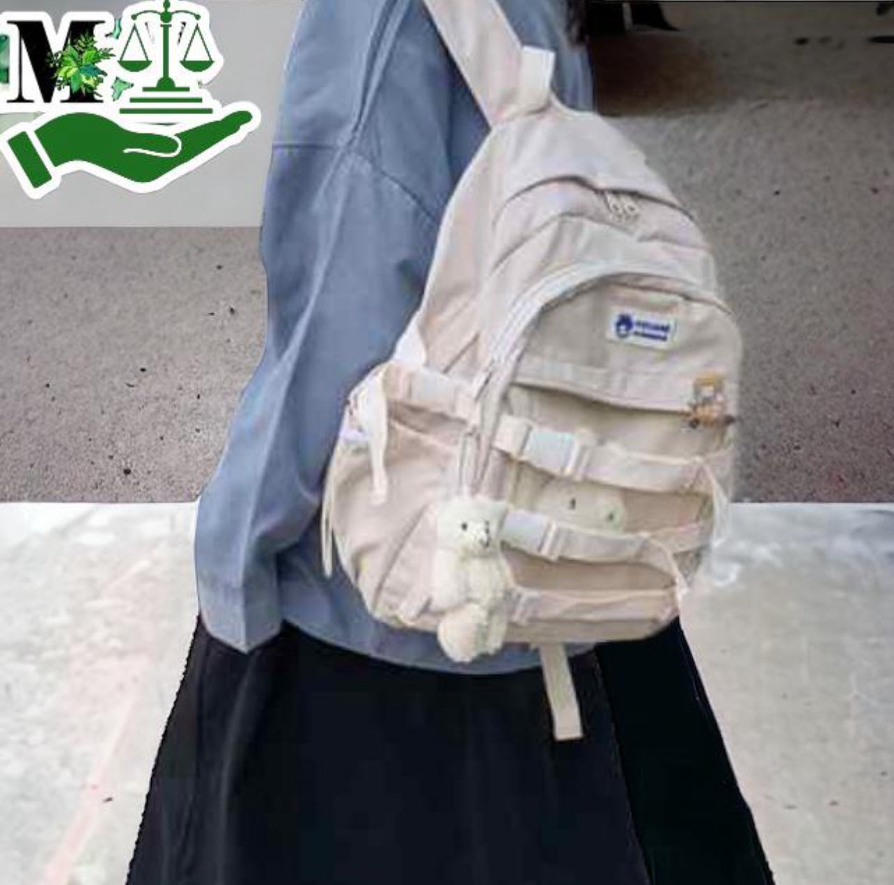 Large Capacity Simple Tag Daily Bag Men's Women's Rucksack Popular Korean Backpack Lightweight Rucksack A4 Stylish Cute High Fashion