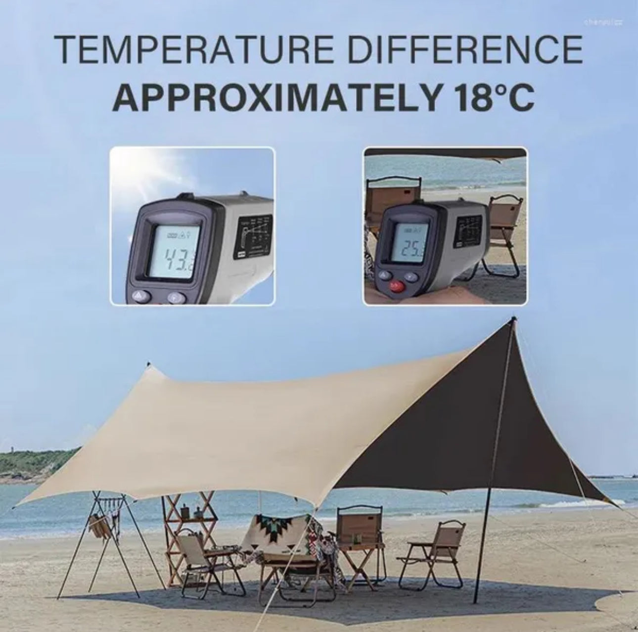 MHome 5x3M Outdoor Camping Shade Tent – Waterproof UV-Protection Canopy Shelter
