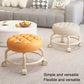 Multi Functional Round Stool Suitable For Multiple Scenarios Portable Wheel Rotation Movement And Detachable Leather Sofa Cushion Upgraded Double-Layer Frame Structure Stable Household Small Round Stool