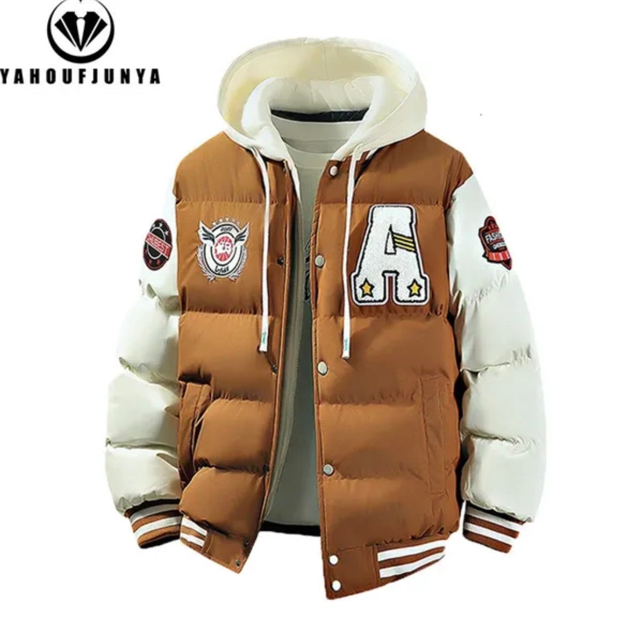 Men’s Windbreaker Drawstring Hooded Puffer Coat-Various Colours