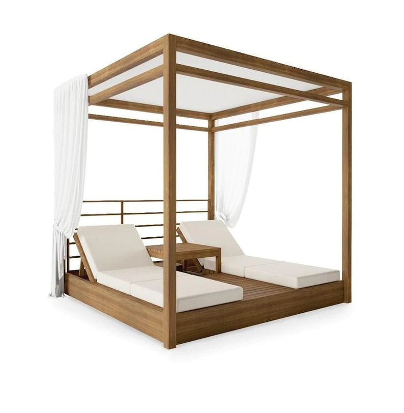 High End Twin Outdoor DayBed  Sun Lounger Set Teak with Canopy-Available On Order!