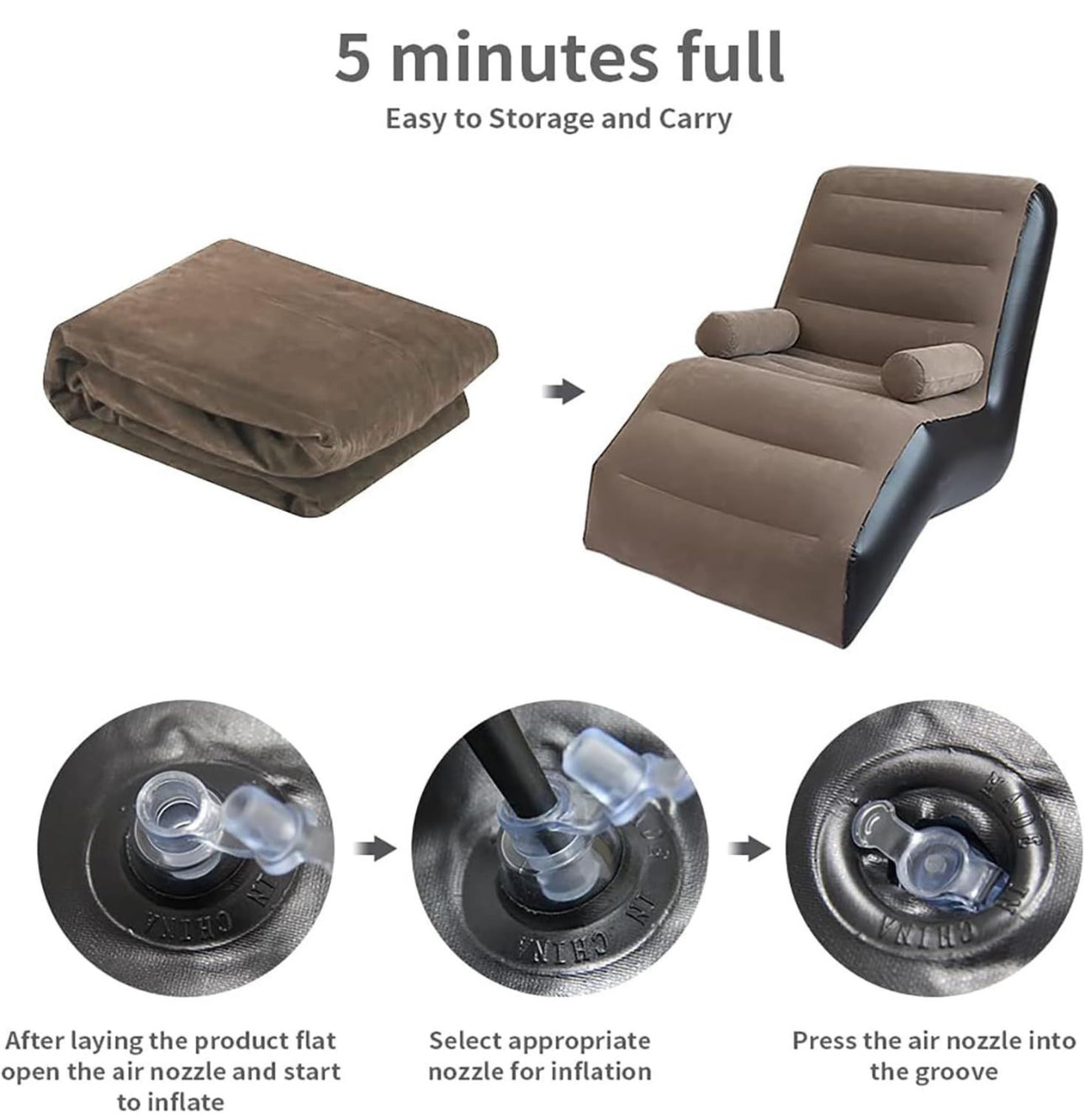 New Design Inflatable Flocking Seat with armrest / Lazy Sofa plus FREE PUMP