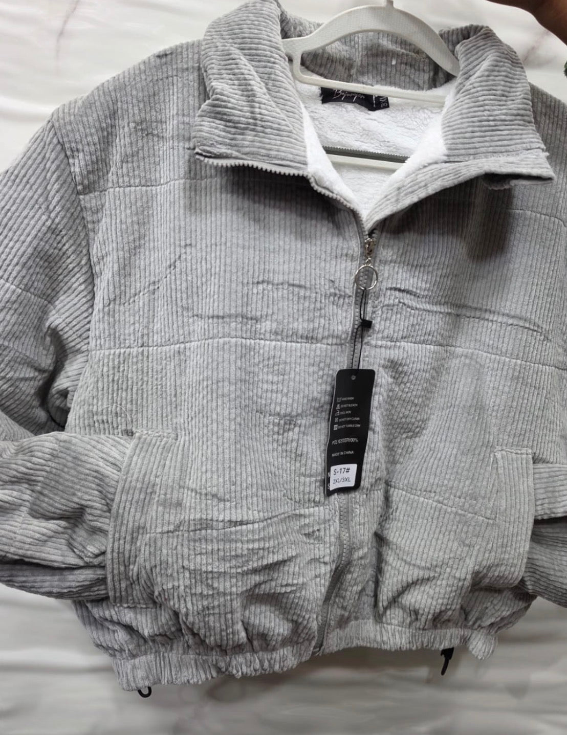 Ladies Cropped Corduroy Puffer Jacket-Various Colours