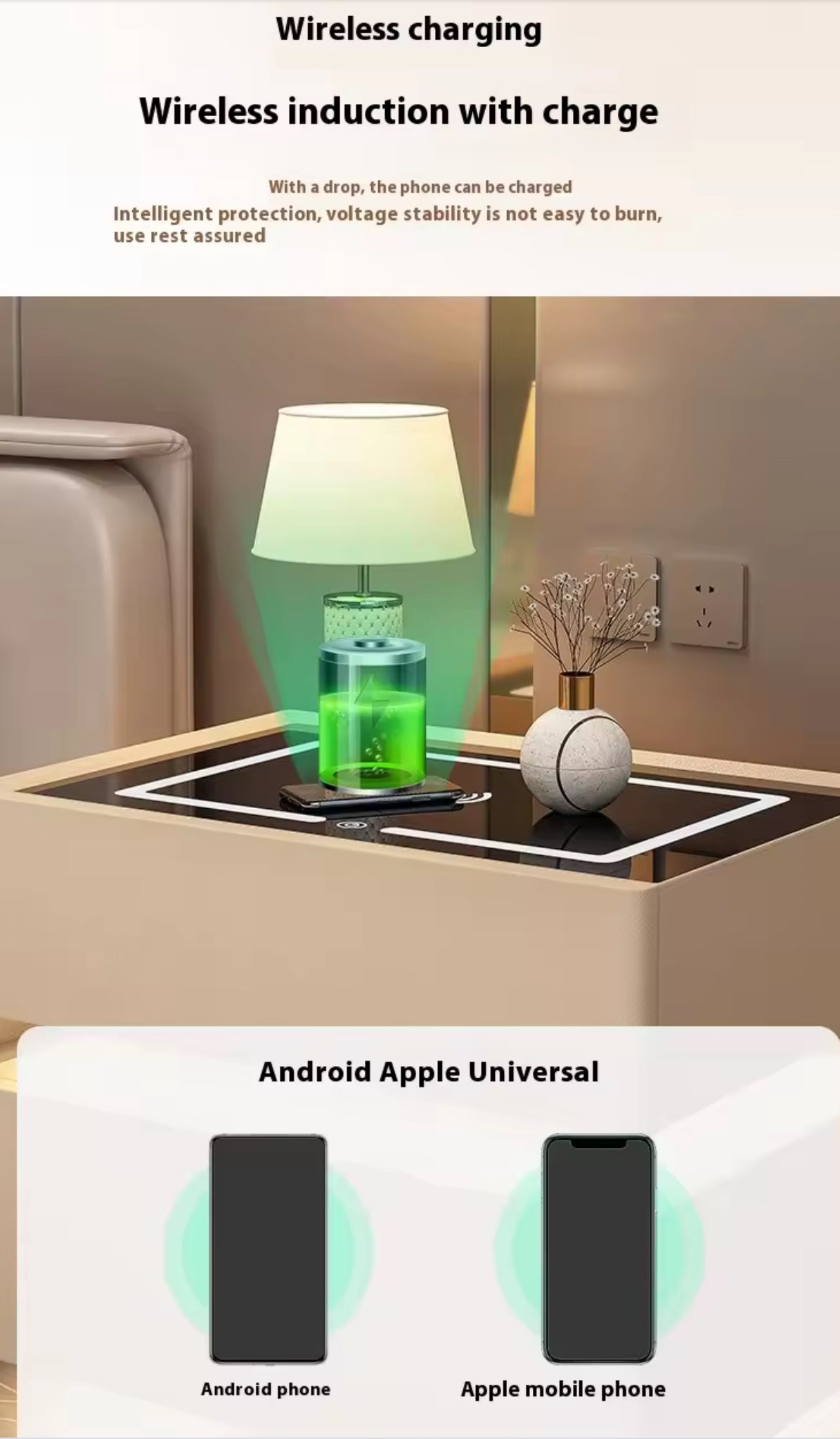 Nordic style smart bedside cabinets with wireless charging, Bluetooth speaker, LED strip, and secure password lock drawer-Available In Various Colours PreOrder Sales Now Available!