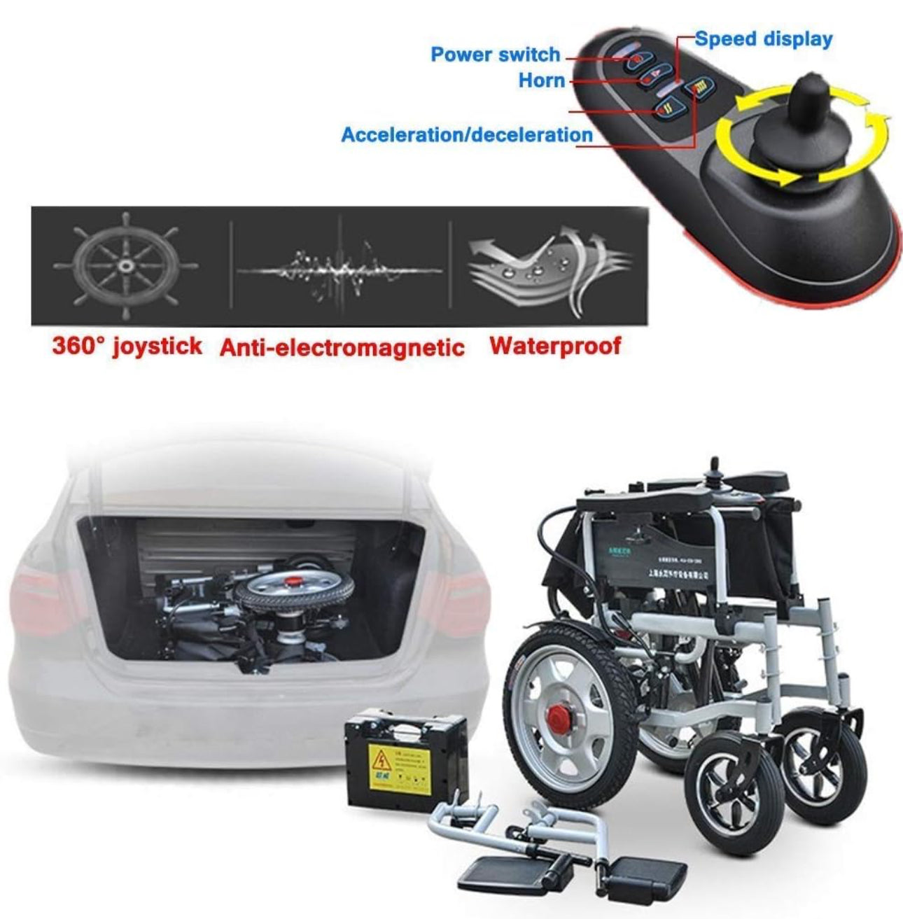 M-Care
Heavy Duty Electric Wheelchair, Foldable and Lightweight Powered Wheelchair,Joystick, Weight Capacity 150Kg