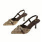 Ladies Vintage Style Slingback Pumps