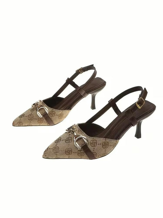 Ladies Vintage Style Slingback Pumps