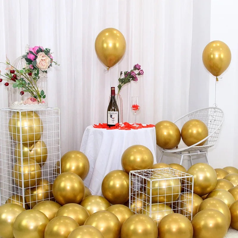 Pearl Chrome Metallic Balloons – 10\12 Inch 100pc Set | Wedding, Birthday & Party Decoration Balloon Kit