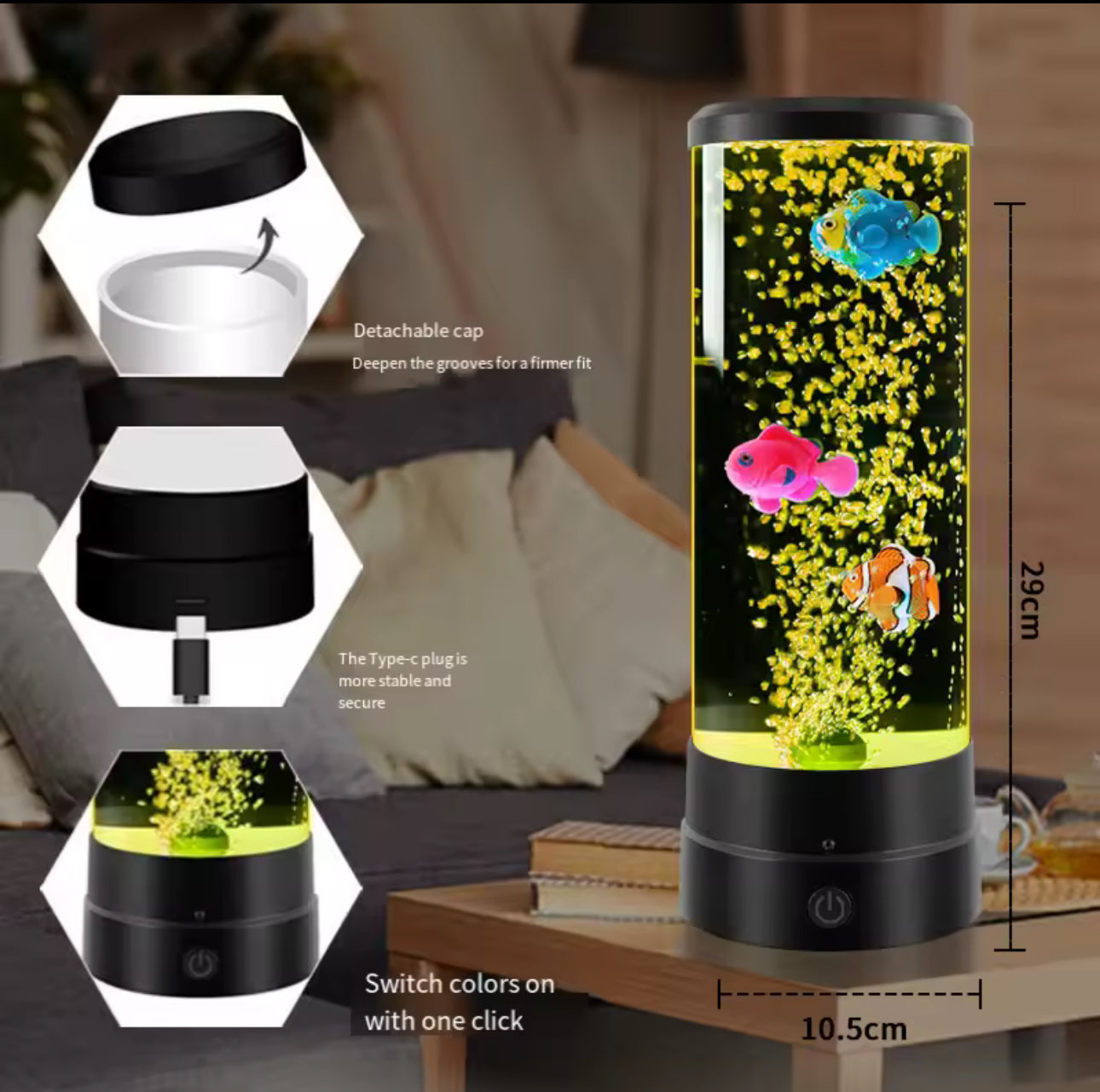 MHome Fish Aquarium Lava Lamp,Multi-Color Jelly Fish Tank Bubbles Lamp