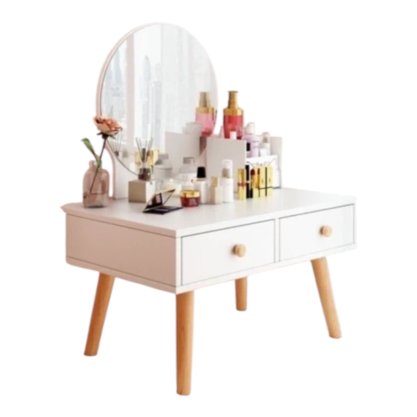 MFurn Vanity Table Makeup With Mirror  – White