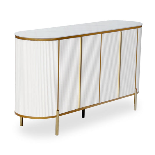 MFurn White & Gold Console Table – Modern Luxury Storage Cabinet