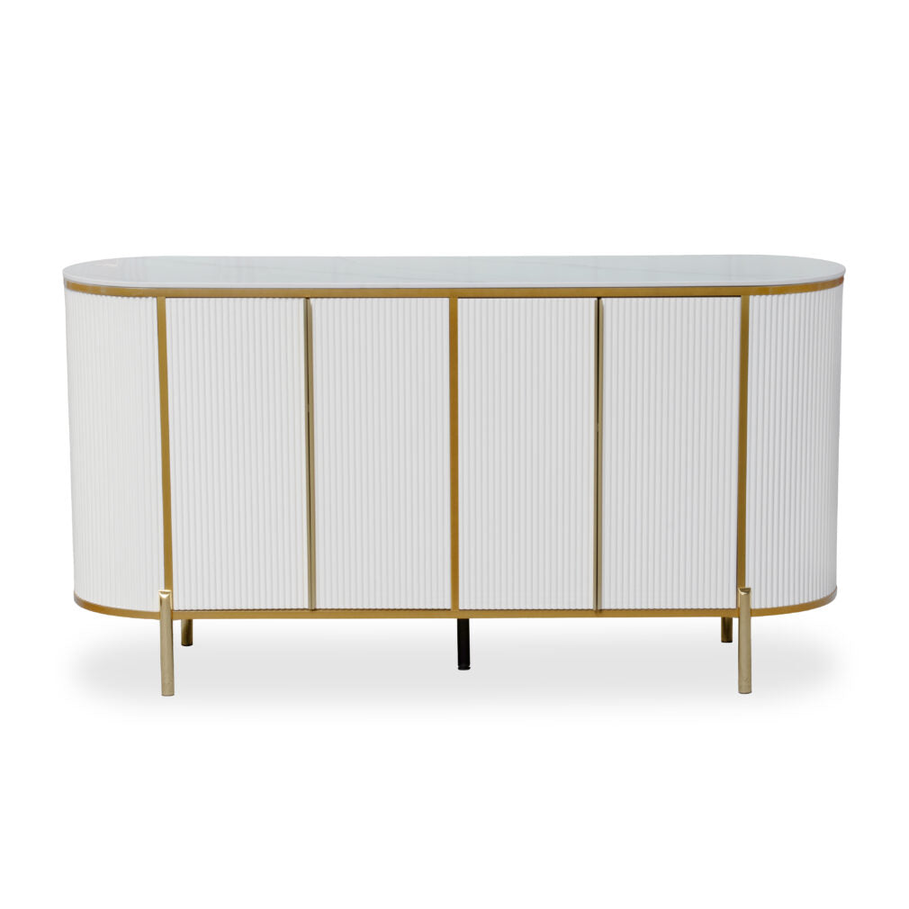 MFurn White & Gold Console Table – Modern Luxury Storage Cabinet