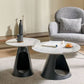 MFURN Modern Minimalist Round Stone Slab Iron Coffee Table 2-Tier For Living Room