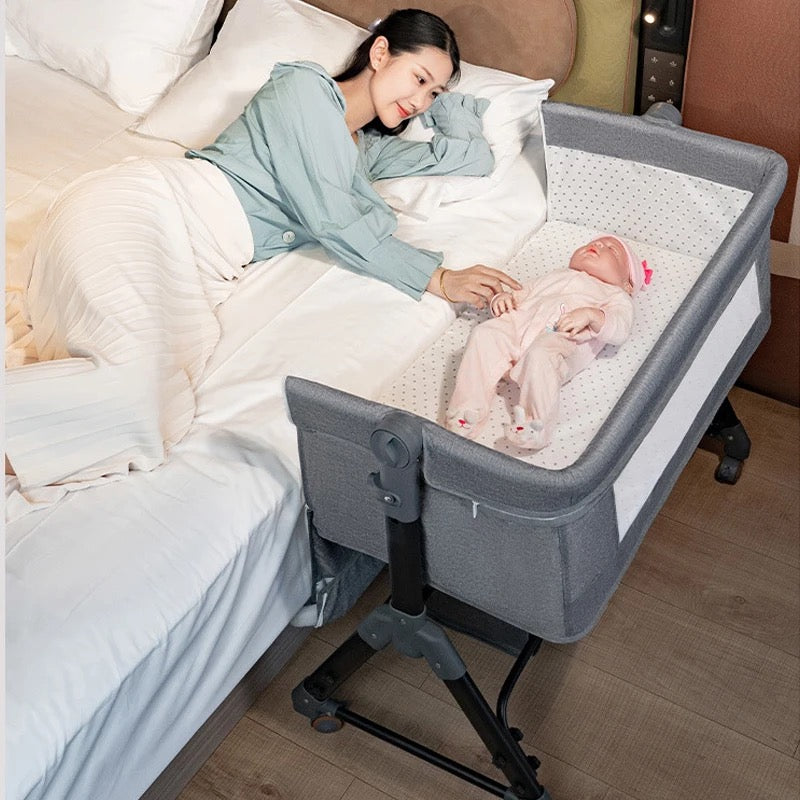 Portable Swing Cribs for Baby Foldable Height Adjustment Baby Bed Spliceable Mobile Baby Nest Children's Cots for 0-36 Months