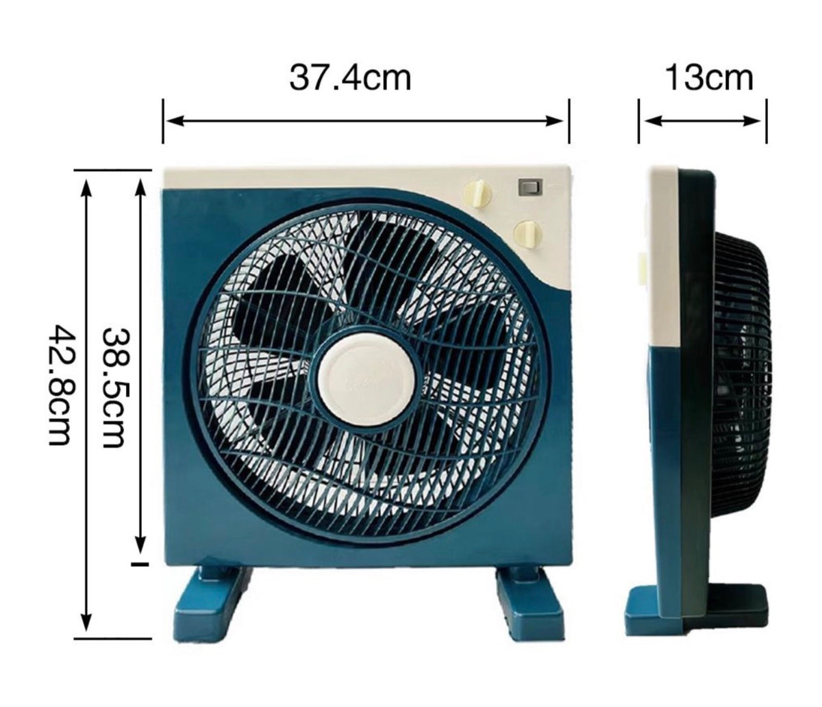 Condere Box Fan FS40-F12 12" - Powerful Desk Fan with 3 Speeds, 60-Min Timer, Oscillation, and Cool Air Flow for Home, Travel, and Window Use