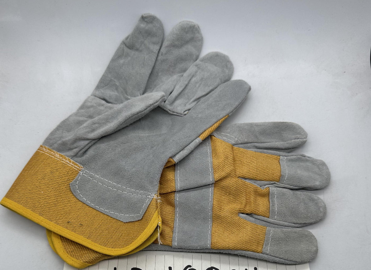 Premium Riggers Yellow/Grey Leather Welders Gloves Palm Type