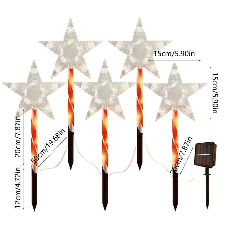MTech Christmas Solar Lights 5-Pack – Outdoor Star & Snowflake Pathway Lights