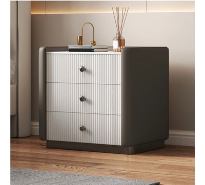 MFurn High Gloss 3 Drawer Bedside Rectangular Nightstand Cabinet