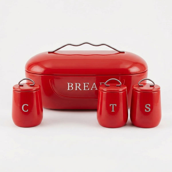 MHome 4-Piece Vintage Style Bread Bin And Canister Set-Various Colours