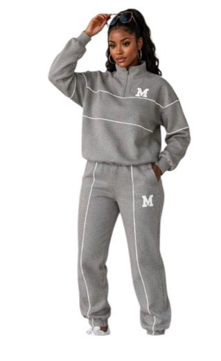 Ladies Trendy 2pc Casual Tracksuit With “M” Logo
