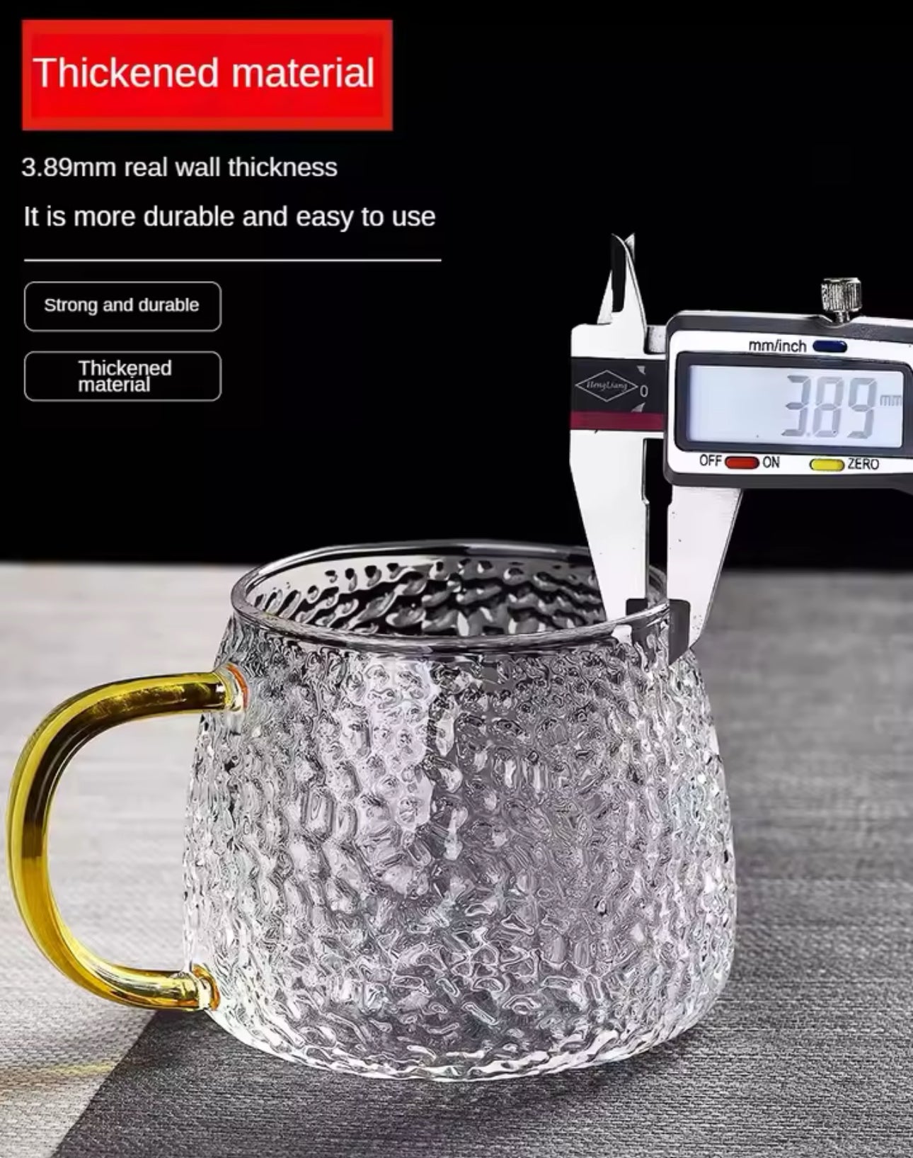 Stylish Simple Tumbler Glass, Glass Cup, Crystal Glass, Hammer Glass, Heat Resistant, Band, With Handle, Hot Water Drinking Cup