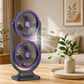 MHome Dual-Head Desktop Fan with 360° Tilt, USB-C Rechargeable, 5 Speeds, Night Light, 30 cm Height