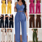 Ladies Summer Dressy Casual Outfits Sleeveless Cami Top And Palazzo Pants Set Trendy Two Piece Outfit-Various Colours