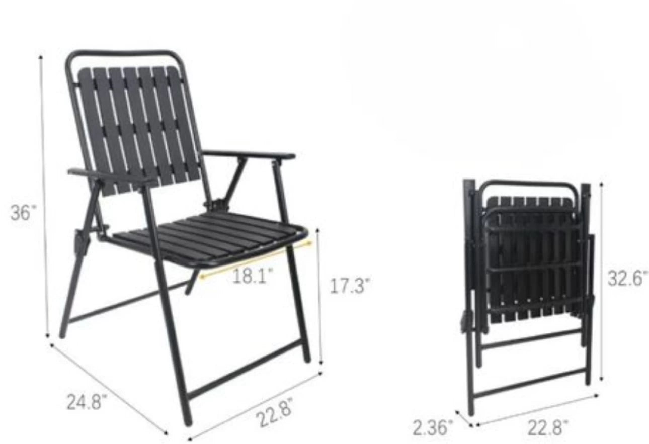 MFurn Dwight 3-Piece Outdoor Bistro Patio Set – Metal & Glass Table with 2 Chairs (Black)