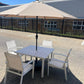 MFurn Zanele Inspired White 6pc  Outdoor Dining Set With Aluminium Frame Inc Umbrella+Base