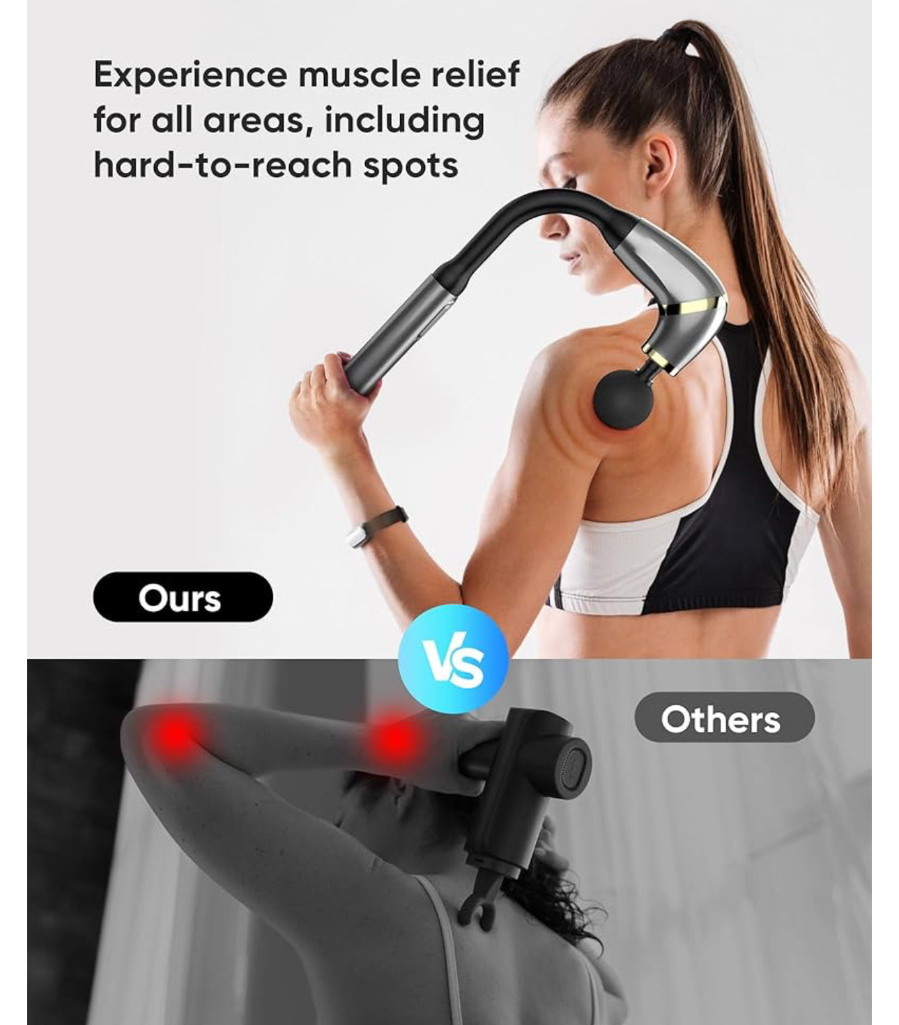 Massage Gun U-Shaped For Full Body Workout 4 Massage Heads