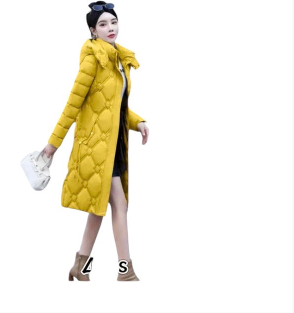 Ladies Mid-Long Length Diamond Quilted Puffer Jackets-Various Colour