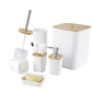Luxurious 6-Piece Bathroom Accessories Set With Wooden Lid