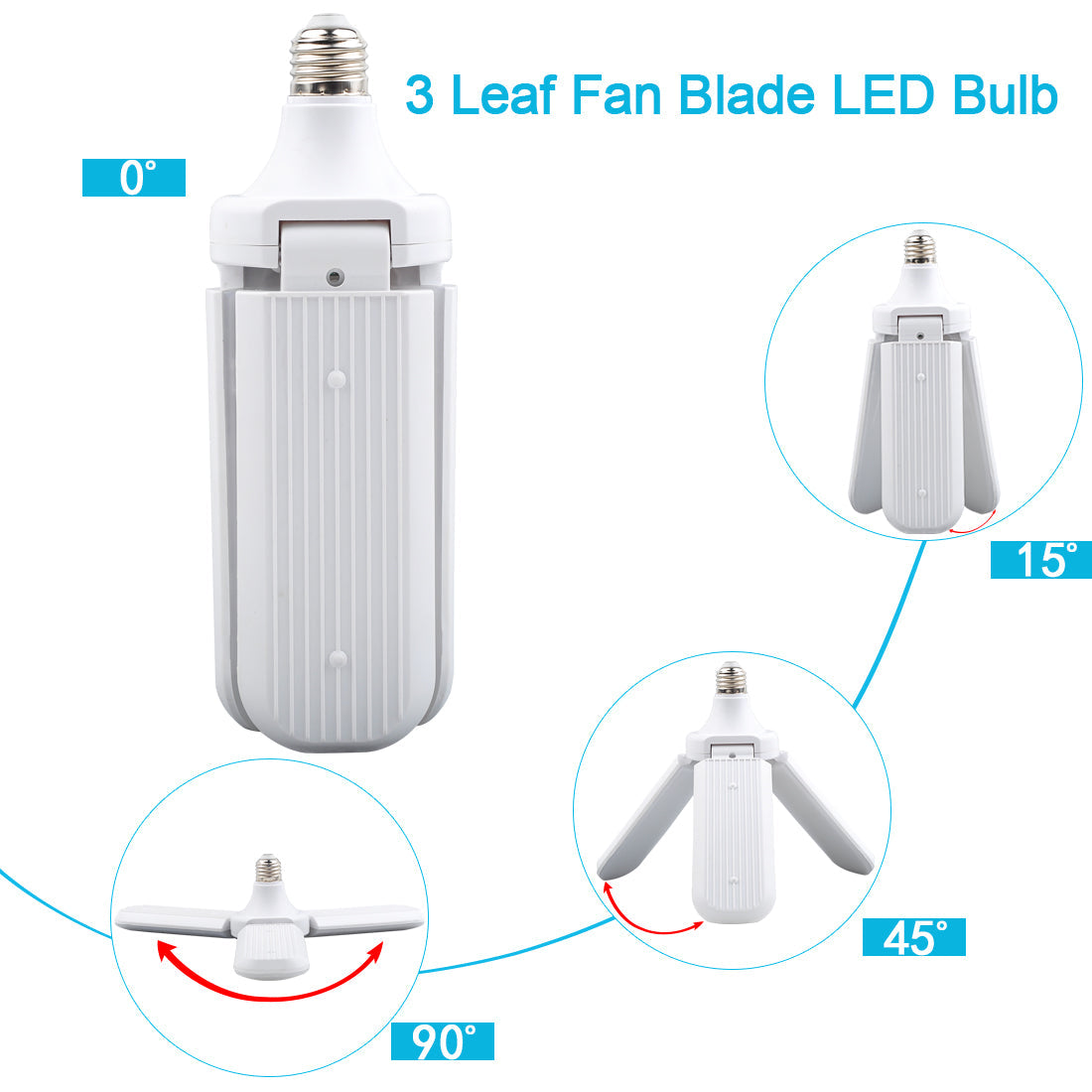 MTech 3 Leaf Garage ,Adjustable E27 Fan Blade LED Light Bulb Ceiling Light
