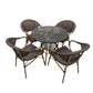 MFURN 5-Piece Outdoor Rattan Patio Set with Glass Table & 4 Chairs