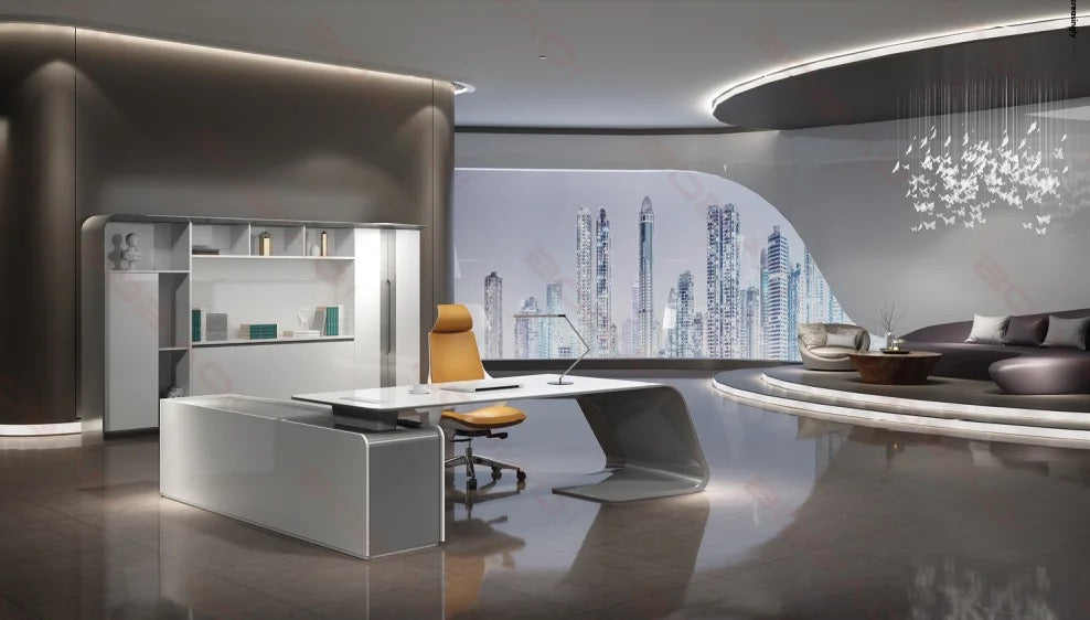Modern CEO Manager Desk Stylish Lacquered Office Desk & Chair Various Options - PreOrder Sales Now Available!