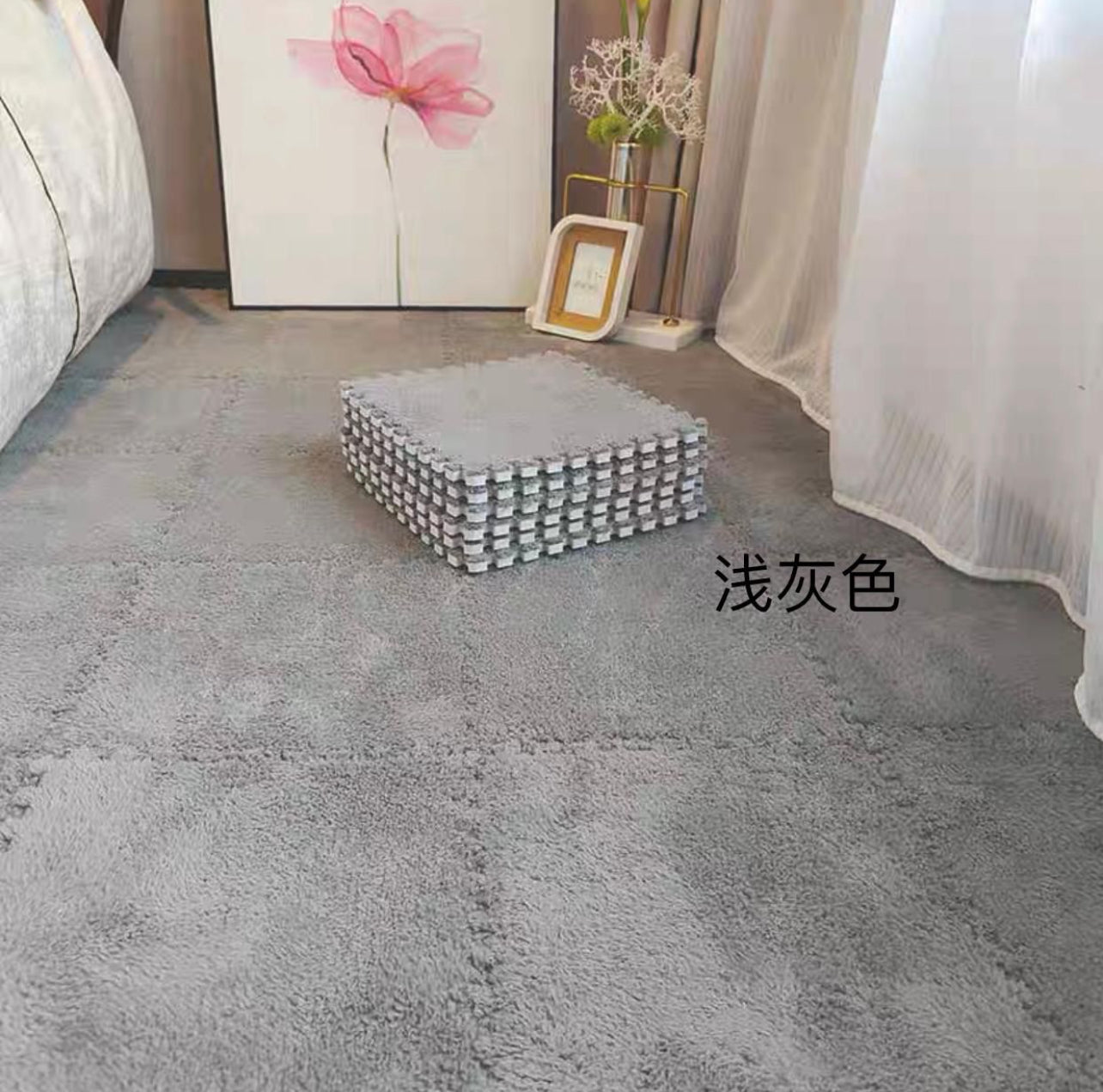 Plush Crawling Mat Interlocking EVA Foam Floor Tiles Puzzle Foam Mat Anti-Slip Carpet for Children's Play Area Baby Bedroom Pet Cage Home Decoration(10pack) - Various Colours