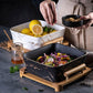 MHome Marble Ceramic Serving Bowl with Wooden Base