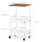 MHome 2-Tier Coffee Table Trolley – Rolling Storage Cart with Shelves, Metal Frame & Wood Finish