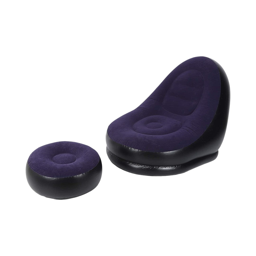 MHome Inflatable Lounge Chair for Adults with Foot Stool – Folding Portable Lazy Sofa