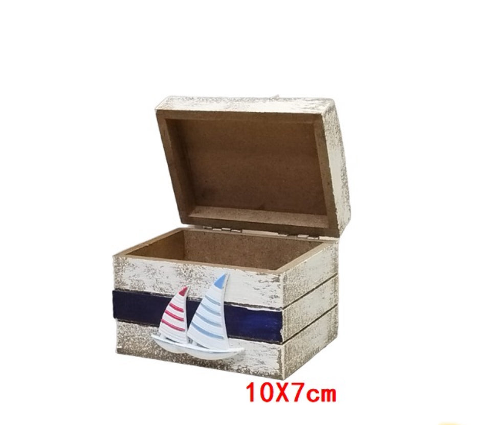 Nautical Wooden Box. BEACH. Faded Blue. Assorted Sizes