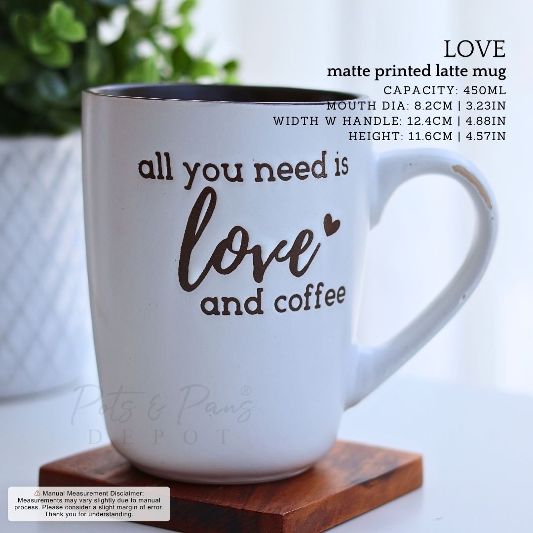 Matte Printed Latte Mug 450ml 6pc