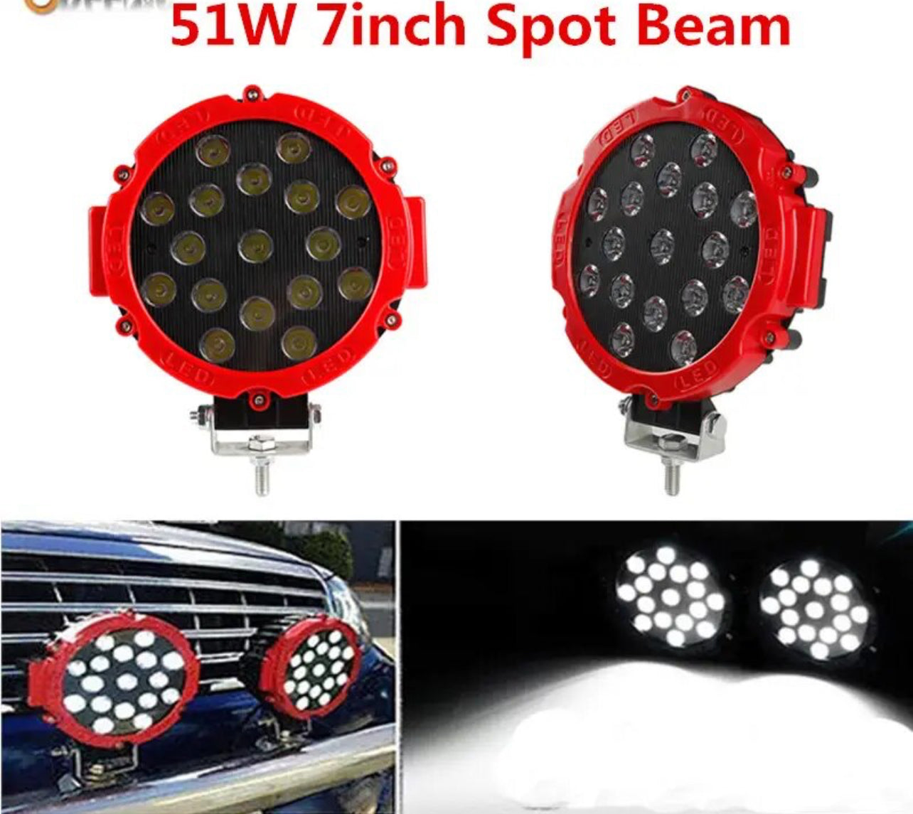 LED Light Bar 51W 7 Inch Spot Beam Headlamp LED Round Work Light Off Road Fog Light Driving Light For SUV Boat 4x4 Jeep