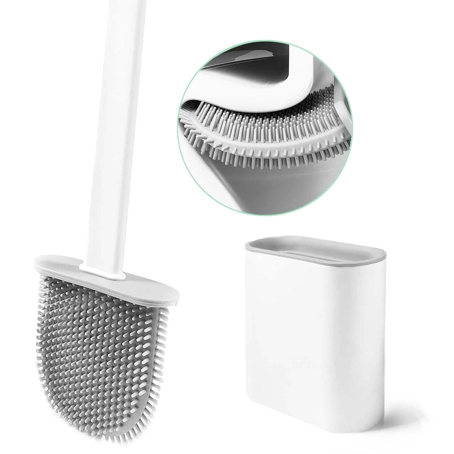 MHome Silicone Flex Toilet Brush with Holder – Wall-Mounted & Standing Toilet Cleaning Set