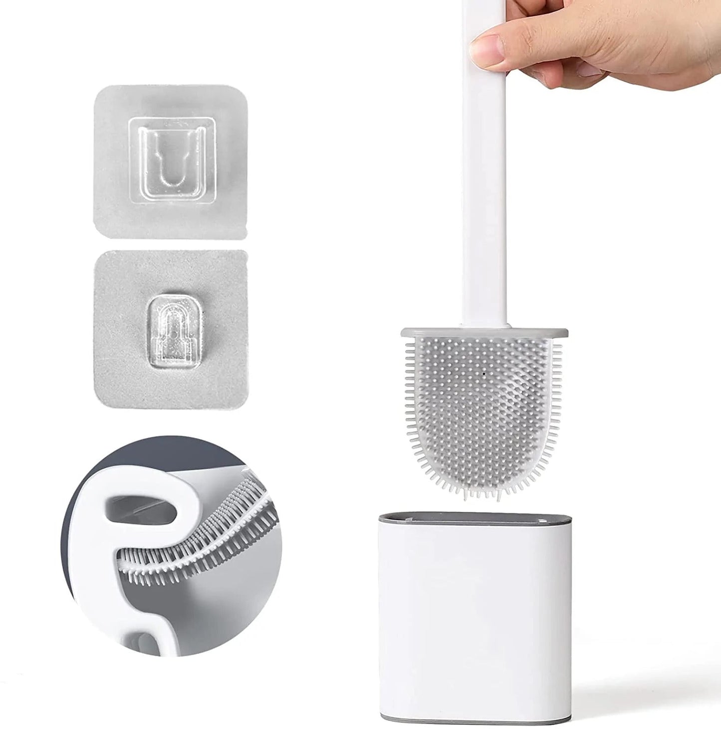 MHome Silicone Flex Toilet Brush with Holder – Wall-Mounted & Standing Toilet Cleaning Set
